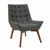OSP Home Furnishings SHE-K26 Shelly Tufted Chair in Charcoal Fabric with Coffee Legs